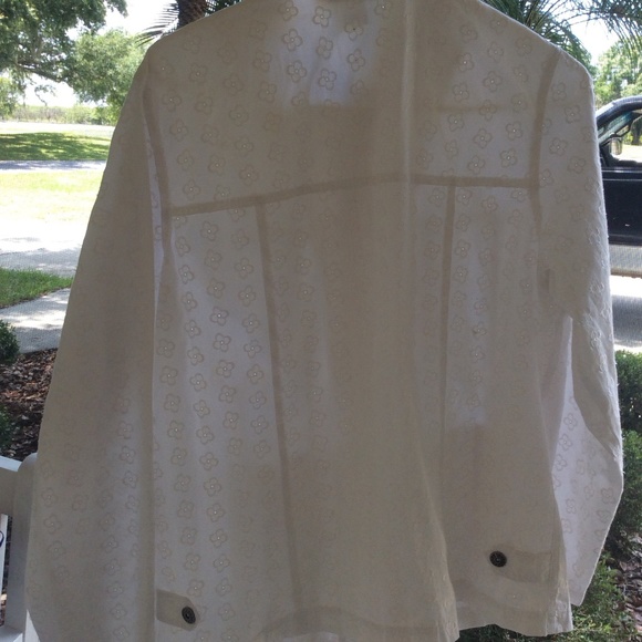 Jean Jacket Embroidered Eyelet Flowers Pure White - Picture 4 of 4